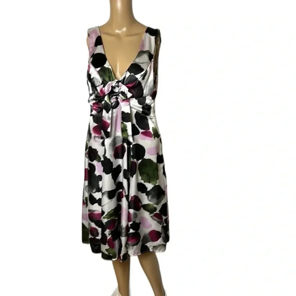 VTG Citrine,women halter dress 6. Made in Canada! Multicolor,ruching,bow,Flare - Picture 1 of 15